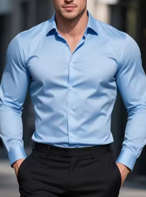 Premium Men's Non-Iron Dress Shirt - Blue